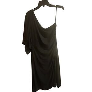Valerie Bertinelli Black Single Shoulder Dress